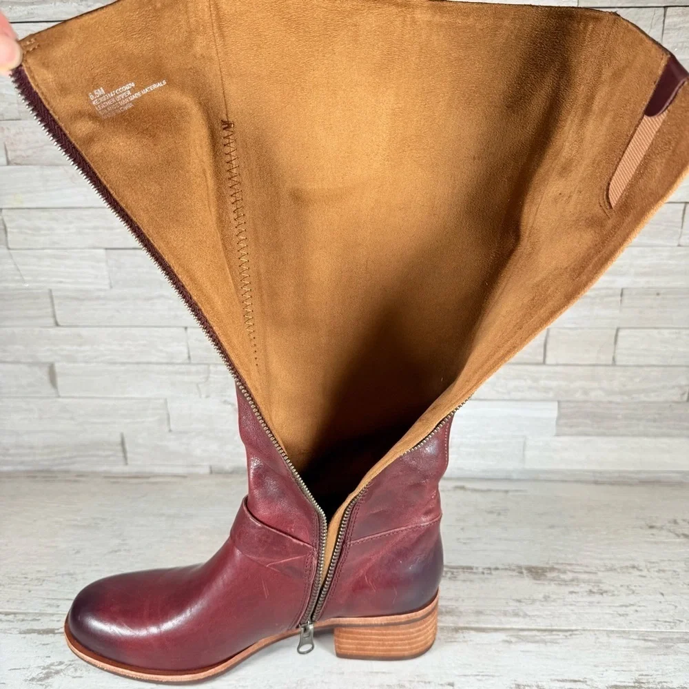 Kork-Ease Women's Carli Knee High Burnished Leather Riding Boot 6.5M Burgundy